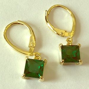 Synthetic emerald earrings